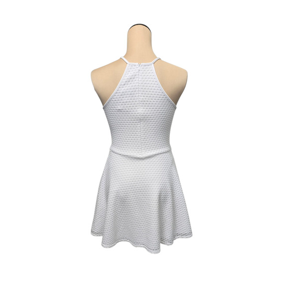 Sally Miller Dress Womens Small White Textured Mesh Halter Skater Party‎ USA S - Picture 2 of 9